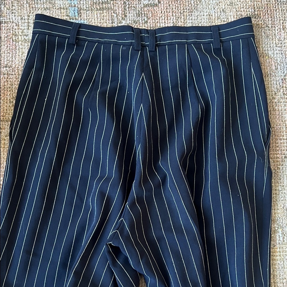 Mondi Vintage Navy Pinstripe Trousers - Picture 3 of 8